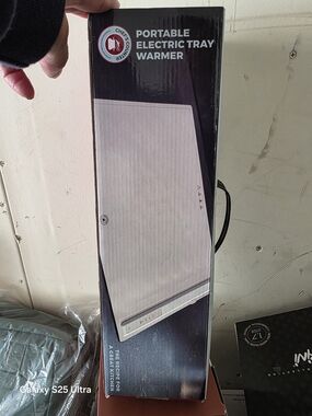 Portable Electric Tray Warmer - Silver/Black New Unopened